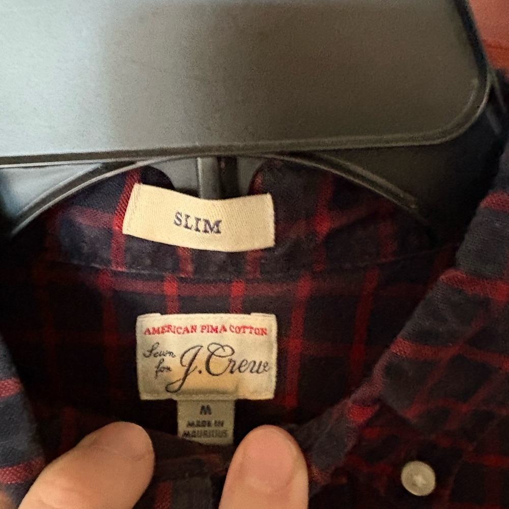 J. Crew Men's Red and Blue Plaid Shirt